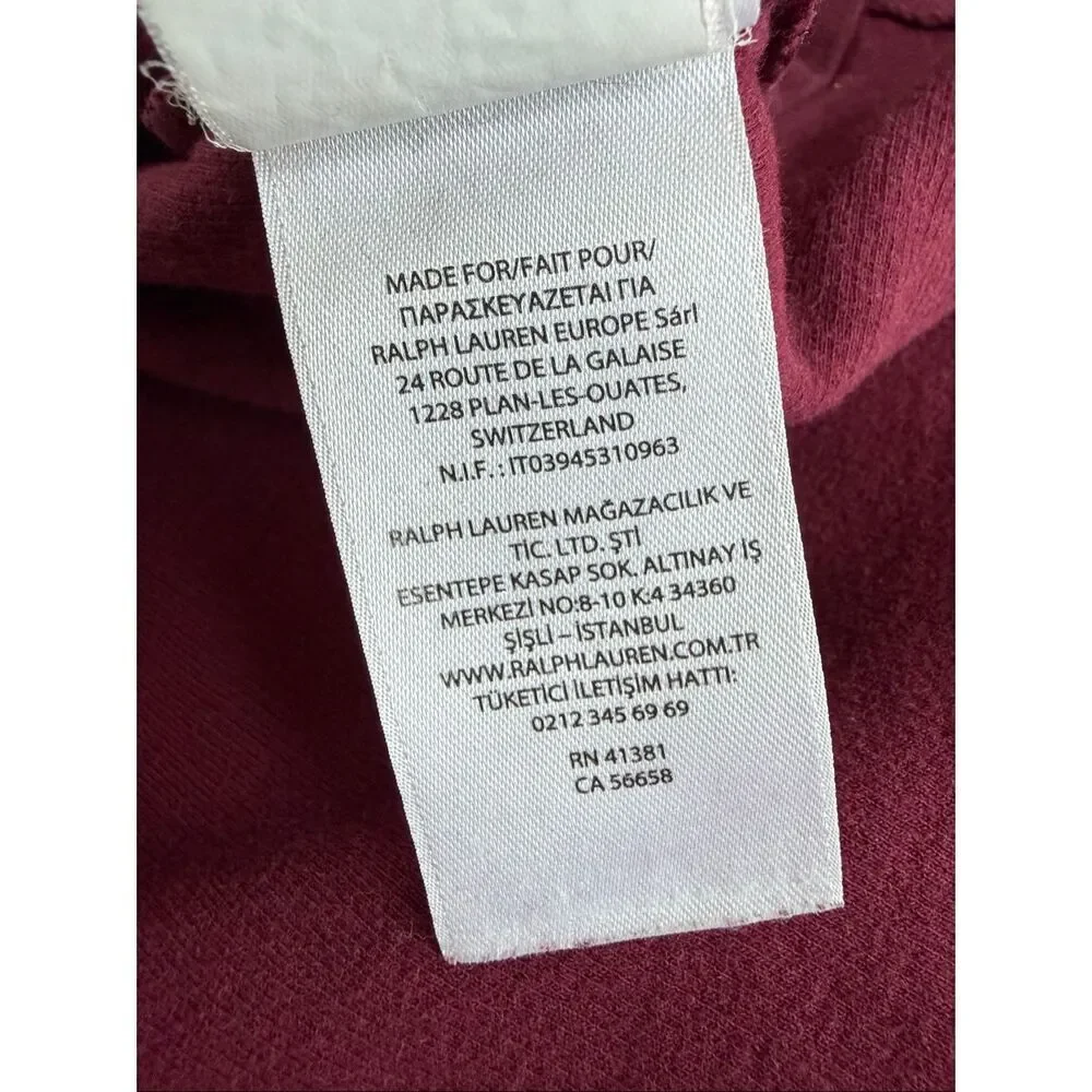 Polo Ralph Lauren 1/4 Zip Burgundy Cotton Pullover XL